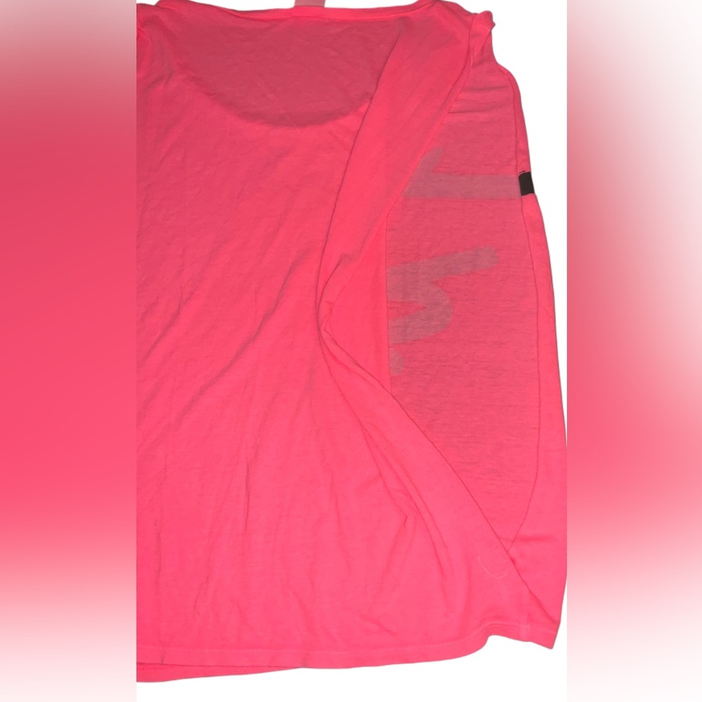 PINK BY VS HOT PINK & BLACK MUSCLE SHIRT OPEN SIDES SZ M OVERSIZED - Picture 3 of 3
